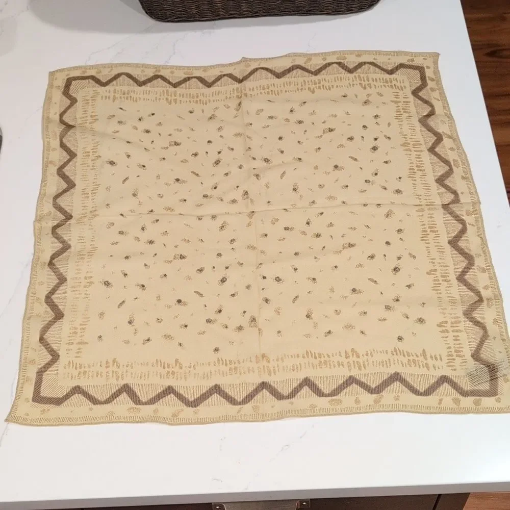 Vintage Elaine Gold for Collection XIIX Tan & Brown Square Silk Scarf Old Money